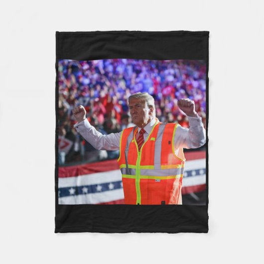 President Trump Garbyge Truck Worker Vest Mega 202 フリースブランケット (正面)