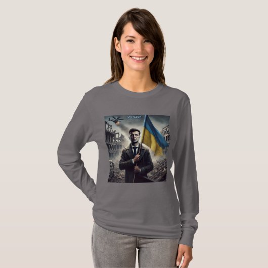 President Zelenskyy Support Ukraine Women's  Tシャツ (正面フル)