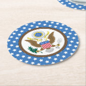 Presidential Seal Stars Personalize ラウンドペーパーコースター (アングル)