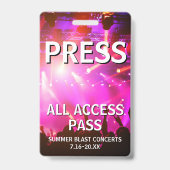 PRESS オールアクセスパス コンサートイベント バッジ (正面)