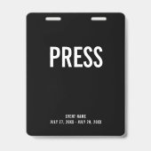 Press All Access Pass Event Coverage ID バッジ (正面)