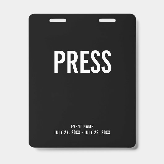 Press All Access Pass Event Coverage ID バッジ (正面)