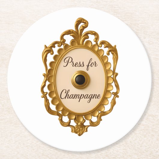 Press for Champagne Bar Cart Veuve Coaster ラウンドペーパーコースター (正面)