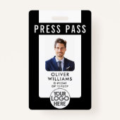 Press ID モダン Photo Badge Business Logo QR Code バッジ (正面)