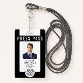 Press ID モダン Photo Badge Business Logo QR Code バッジ (正面ランヤード)