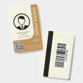 Press ID Card with Photo and QR Code Safe Access バッジ (正面＆裏面)