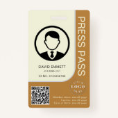 Press ID Card with Photo and QR Code Safe Access バッジ (正面)