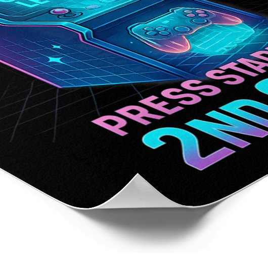 Press Start 2nd Grade Gamer Kids Level Up Fun 1  ポスター (角)