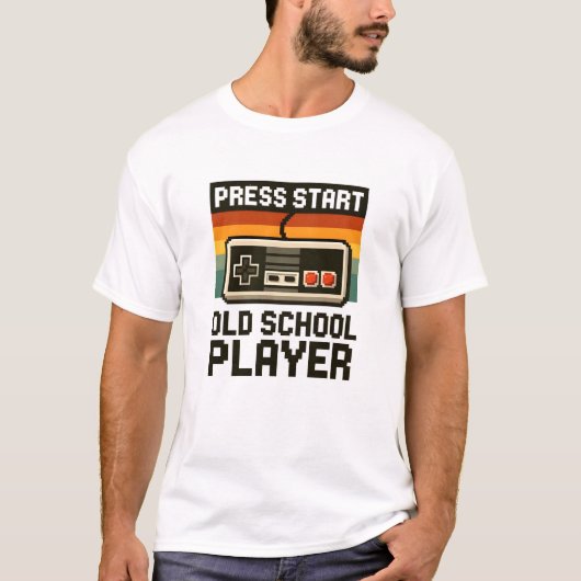 Press Start Old School Player T-Shirt Tシャツ (正面)