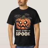 Press Start to Spook - Pixel Kürbis Halloween Tシャツ (正面)
