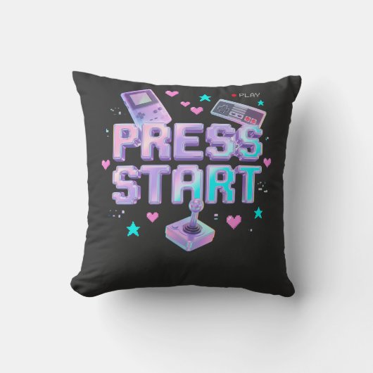 Press Start Y2K レトロゲーム アーケードクローム 90年代 ゲーム クッション (正面)