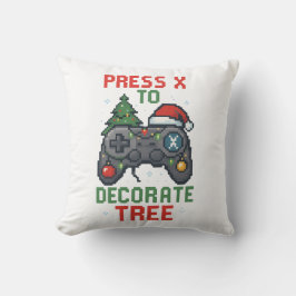 Press X to Decorate Tree ゲーマー用クリスマスピロー | クッション