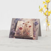 Pressed flowers growing from a book Birthday カード (黄色い花)