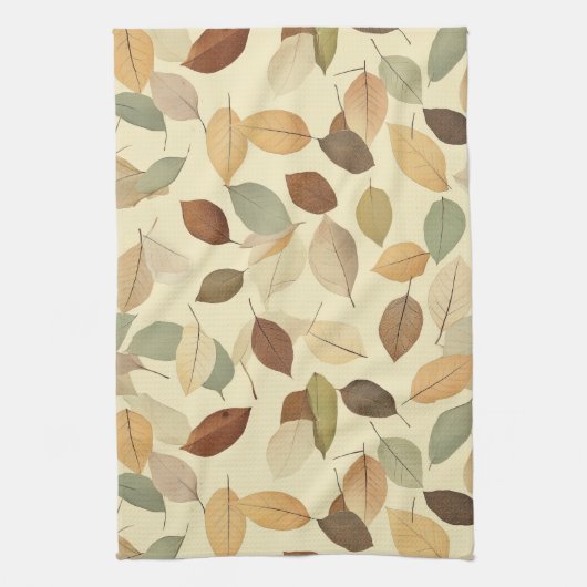 Pressed Leaf Harmony – Vintage Botanical (10) キッチンタオル (縦)