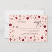 Pressed Red Pink and Cream, floral Response Card 出欠カード (正面)