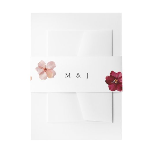 Pressed Red Pink and Cream, floral Wedding 招待状ベリーバンド (正面例)
