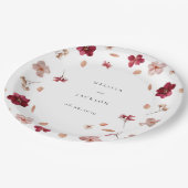 Pressed Red Pink and Cream, floral Wedding design ペーパープレート (アングル)