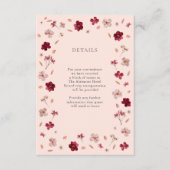 Pressed Red Pink and Cream, floral Wedding Details エンクロージャーカード (正面)