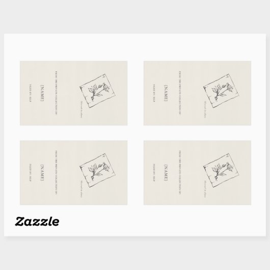 Pressed Rose- Ex Libris Bookplate -Library Label  長方形シール (シート)