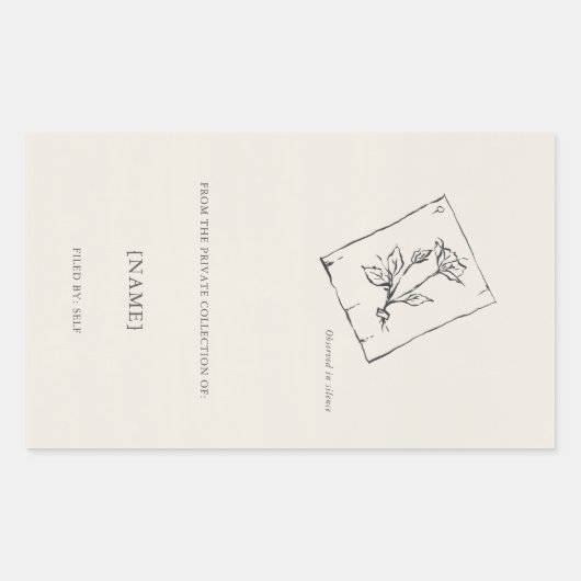 Pressed Rose- Ex Libris Bookplate -Library Label  長方形シール (正面)