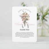 Pressed Wildflower Baby in Bloom Boho Baby Shower サンキューカード (スタンド正面)