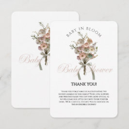 Pressed Wildflower Baby in Bloom Boho Baby Shower サンキューカード