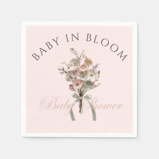 Pressed Wildflower Baby in Bloom Boho Baby Shower スタンダードカクテルナプキン (正面)