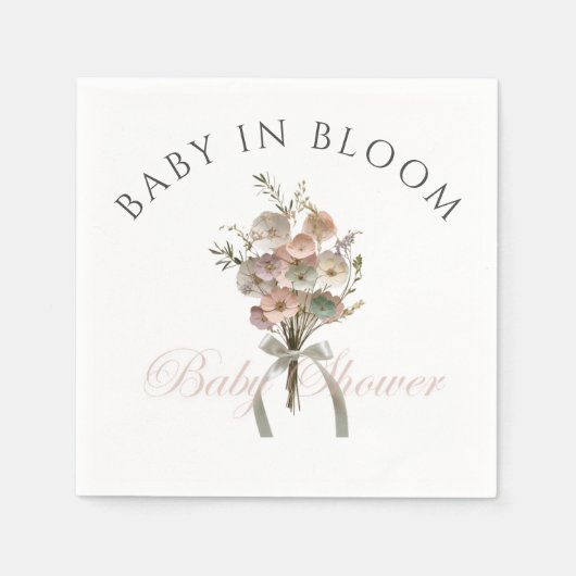 Pressed Wildflower Baby in Bloom Boho Baby Shower スタンダードカクテルナプキン (正面)