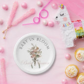 Pressed Wildflower Baby in Bloom Boho Baby Shower ペーパープレート (パーティー)
