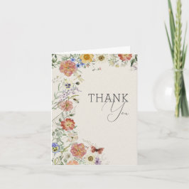 Pressed Wildflower Bridal Shower Thank You Card サンキューカード