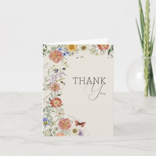 Pressed Wildflower Bridal Shower Thank You Card サンキューカード (正面)
