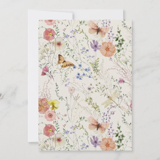 Pressed Wildflower Floral Frame 50th Birthday Invi 招待状 (裏面)