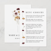 Pressed Wildflower Wedding Menu Choices Card エンクロージャーカード (正面/裏面)