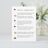 Pressed Wildflower Wedding Menu Choices Card エンクロージャーカード (スタンド正面)
