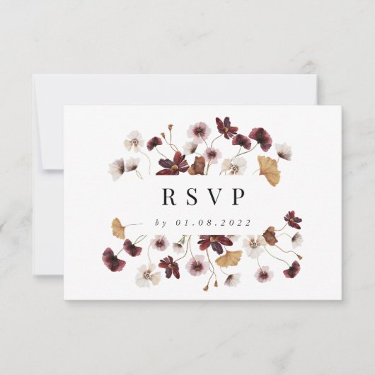 Pressed Wildflower Wedding RSVP Card (正面)