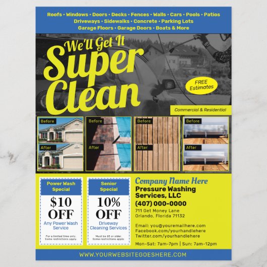Pressure Power Washing  Flyer EDDM Template チラシ (正面)