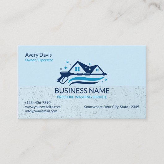 Pressure Washing Power Wash Cleaning Water Drops 名刺 (正面)