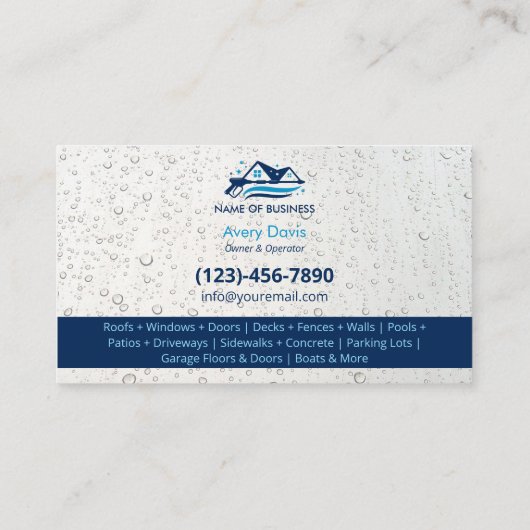 Pressure Washing Power Wash Water Drops 名刺 (裏面)