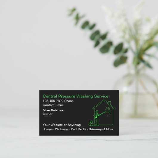 Pressure Washing Services Business Cards 名刺 (スタンド正面)