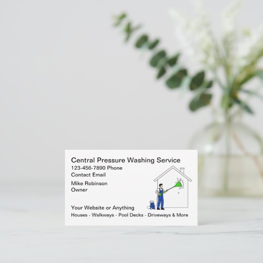 Pressure Washing Services Business Cards 名刺 (スタンド正面)