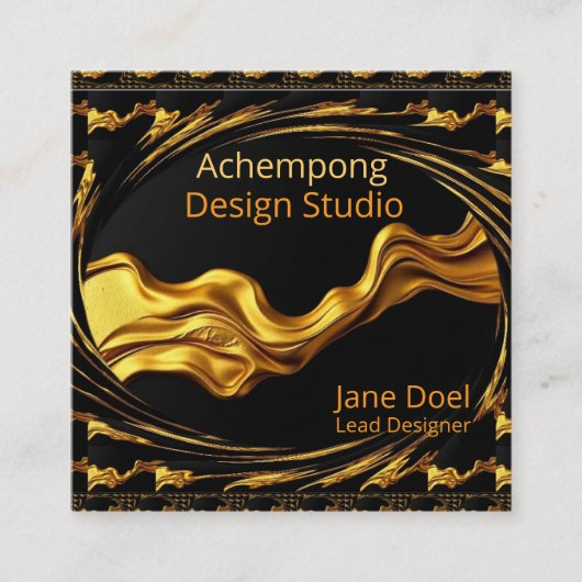 Prestige Gold Wave – High-End Networking Opulent G スクエア名刺 (正面)