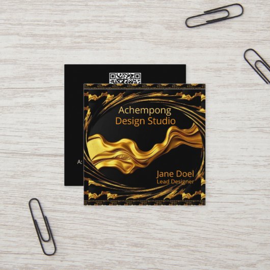 Prestige Gold Wave – High-End Networking Opulent G スクエア名刺 (正面/裏面インサイチュ)