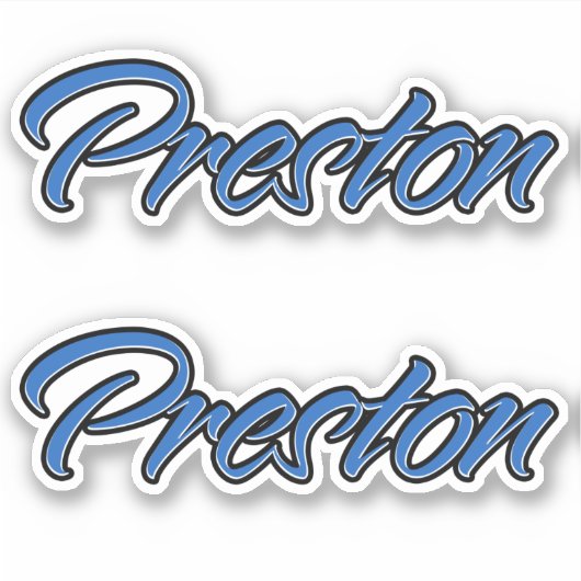 Preston Name blue Aufkleber Sticker Stickerset シール (正面)