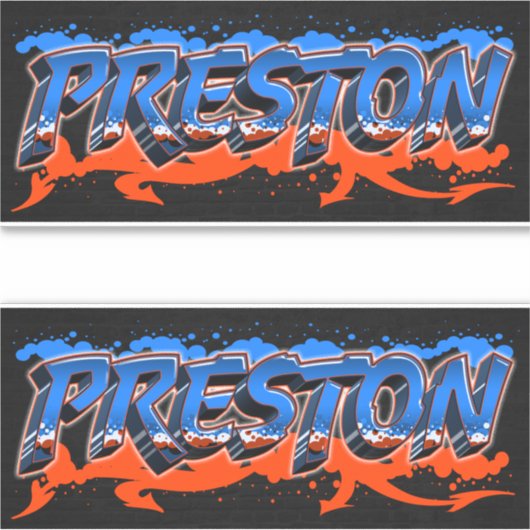 Preston Vorname Name Graffiti Aufkleber Sticker シール (正面)