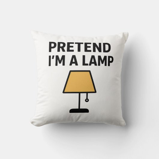 Pretend I’m A Lamp Funny Illustrated Throw Pillow クッション (正面)