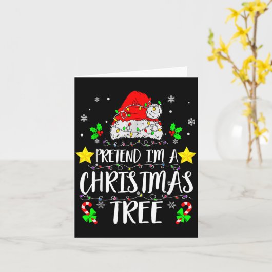 Pretend I'm A Christmas Tree Funny Christmas Costu カード (黄色い花)