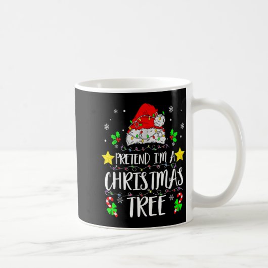 Pretend I'm A Christmas Tree Funny Christmas Costu コーヒーマグカップ (右)