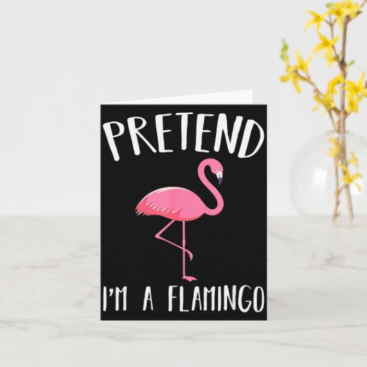 Pretend I'm A Nk Flamingo Funny Halloween Costume カード (黄色い花)