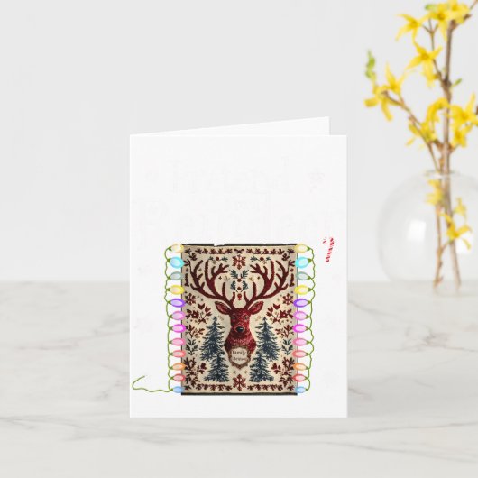 Pretend I'm A Reindeer Funny Deer Xmas Lights Ugly カード (黄色い花)