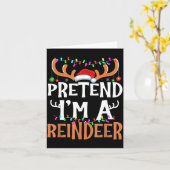 Pretend I'm A Reindeer Lazy Mens Womens Christmas  カード (黄色い花)